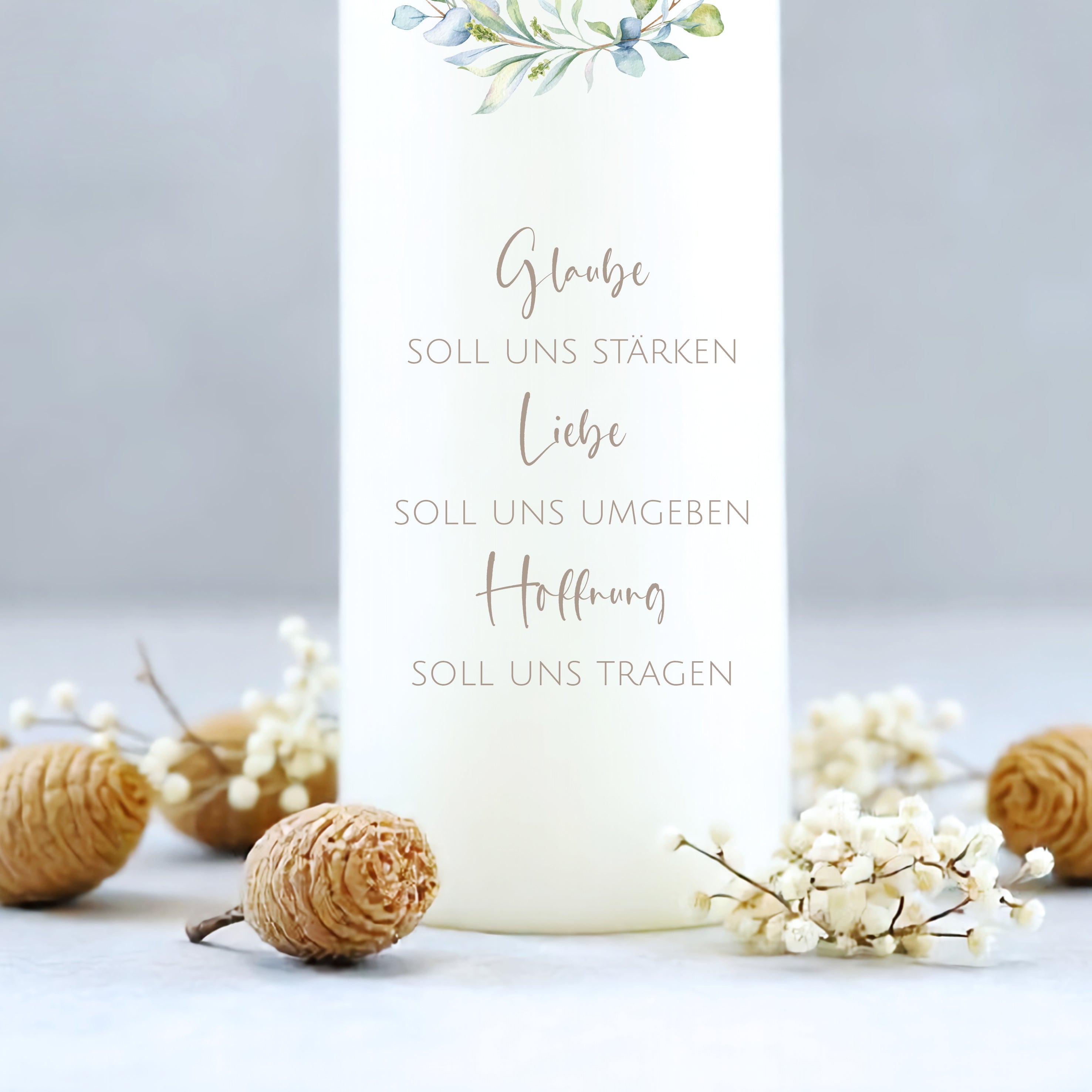 Hochzeitskerze | Blätterkranz